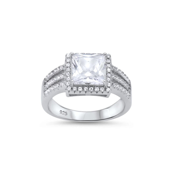 Princess Cut Cubic Zirconia Sterling Silver Engagement - 01SN22